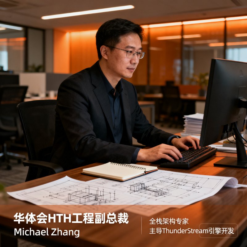 华体会HTH工程副总裁Michael Zhang，全栈架构专家，主导ThunderStream引擎开发的男性工程师